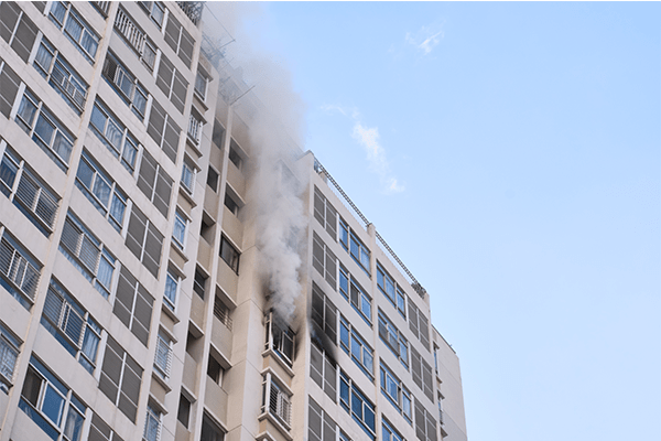 apartment building on fire