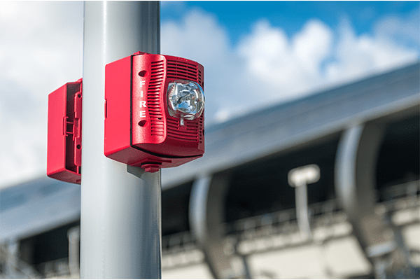 Fire alarm in parking lot