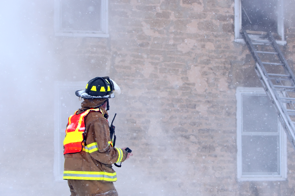 Fireman holding a radio